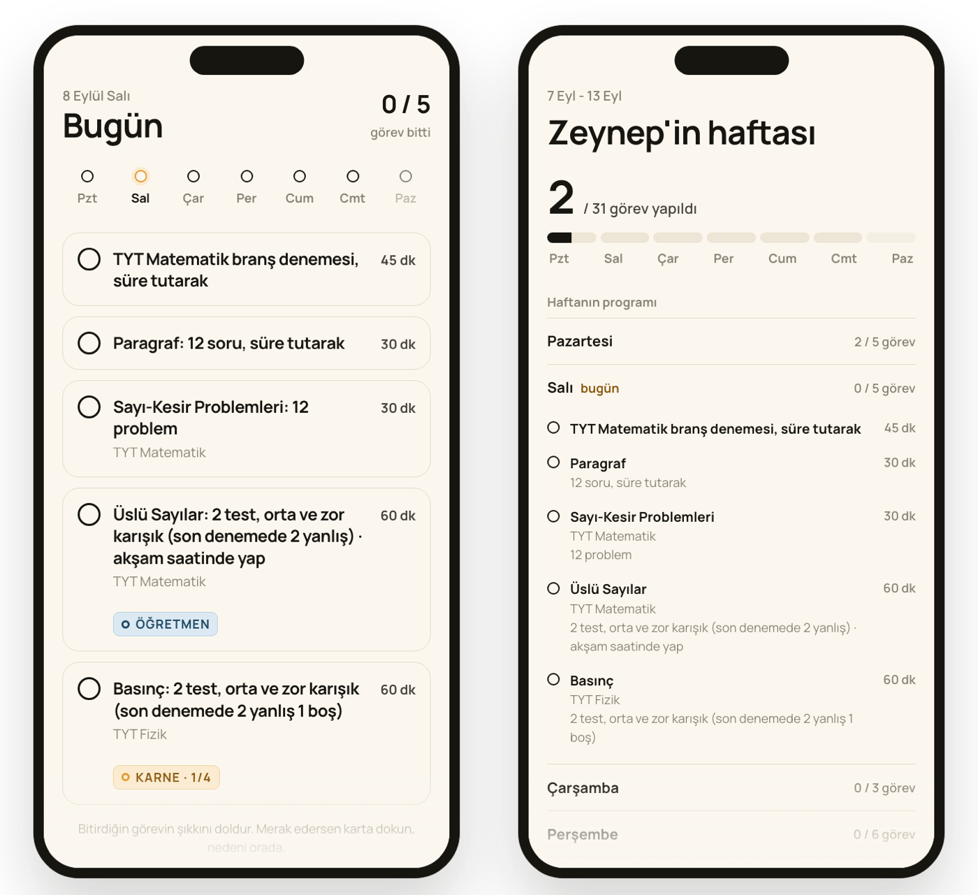 Öğrenci ve veli telefon ekranları